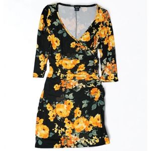 Womens Rue21 Floral Dress Bodycon Yellow and Black